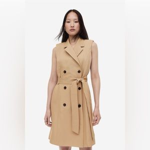 NWT H&M Linen Blend Vest Dress Tie Belt